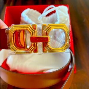 Ferragamo Gancini Reversible &
Adjustable Leather Belt - Size 70